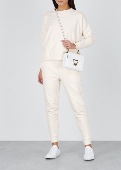 OPPORTUNO Pearl ecru cotton sweatpants ~ sports luxe pants - flipped