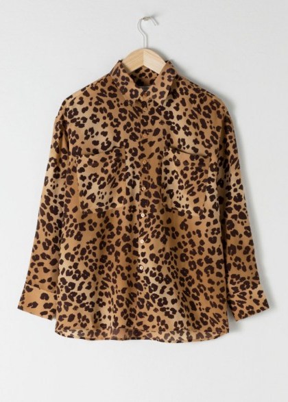 & other stories Oversized Leopard Silk Shirt - flipped
