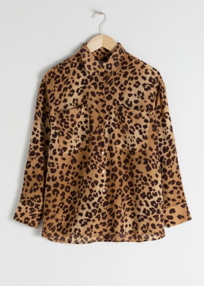 & other stories Oversized Leopard Silk Shirt