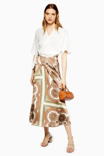 Topshop Paisley Bias Wrap Midi Skirt | fluid printed skirts - flipped