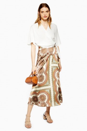 Topshop Paisley Bias Wrap Midi Skirt | fluid printed skirts
