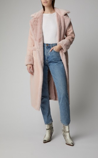 Apparis Pauline Faux Shearling Coat in Pink | luxe fur coats