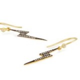 Kirstie Le Marque PAVÉ DIAMOND LIGHTNING BOLT DANGLE EARRINGS in Yellow Gold / Pave