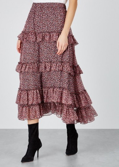PHILOSOPHY DI LORENZO SERAFINI Leopard-print silk chiffon skirt ~ gold lamé weave skirts - flipped