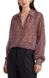 PHILOSOPHY DI LORENZO SERAFINI Leopard-Print Silk-Blend Chiffon Blouse / flowy blouses