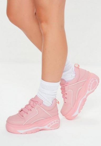 MISSGUIDED pink chunky sole platform trainers – girly sneakers