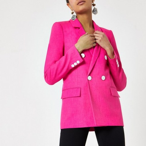 RIVER ISLAND Pink double breasted blazer ~ bright jackets - flipped