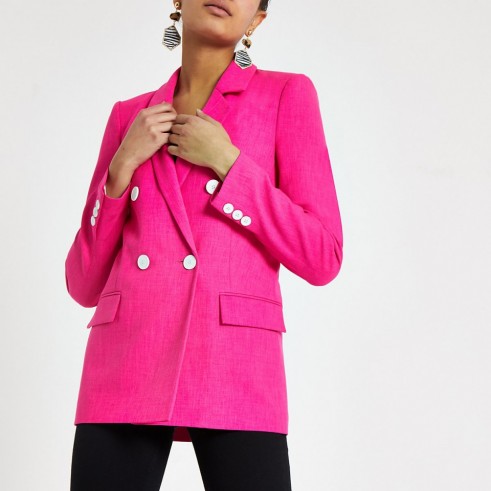 RIVER ISLAND Pink double breasted blazer ~ bright jackets