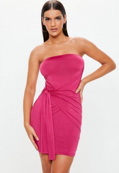 MISSGUIDED pink slinky bandeau mini dress ~ strapless party dresses - flipped