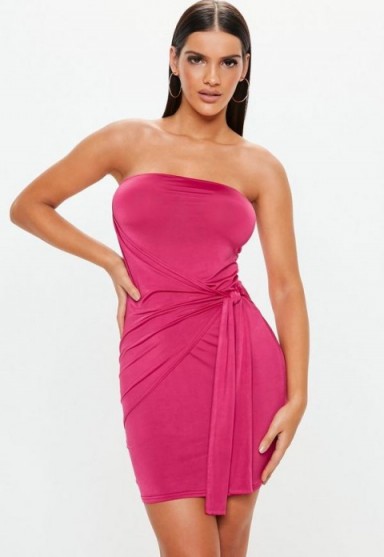 MISSGUIDED pink slinky bandeau mini dress ~ strapless party dresses