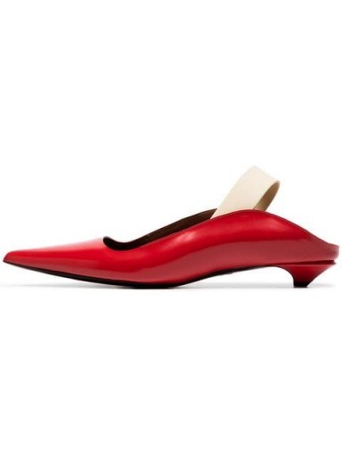 PROENZA SCHOULER red 20 glossy leather slingback pumps – contemporary low heel slingbacks - flipped