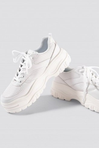 NA-KD Shoes ~ Profile Sole Sneakers White – chunky trainers - flipped