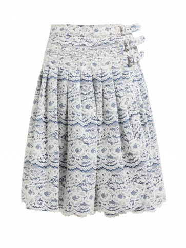 JUNYA WATANABE Rachelle lace-overlay denim midi skirt in blue