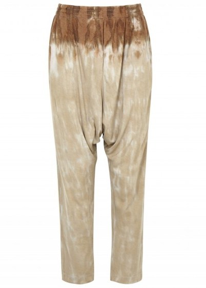 RAQUEL ALLEGRA Tie-dye jersey trousers in taupe and rust - flipped
