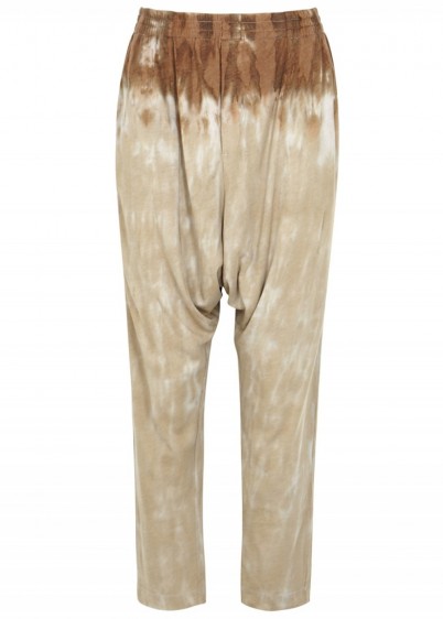 RAQUEL ALLEGRA Tie-dye jersey trousers in taupe and rust