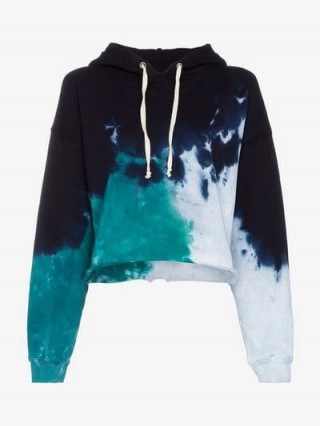 Re/Done Tie Dye Cotton Cropped Hoodie / multicoloured hooded top - flipped
