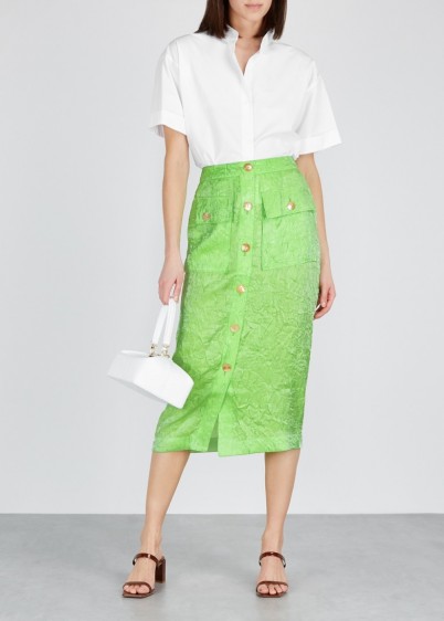 REJINA PYO Lily lime button-embellished skirt ~ green skirts ~ fresh colours for spring