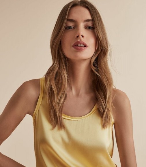 REISS REMEY SILK FRONT VEST YELLOW ~ essential luxe - flipped