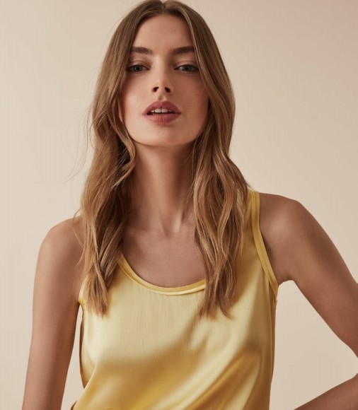REISS REMEY SILK FRONT VEST YELLOW ~ essential luxe
