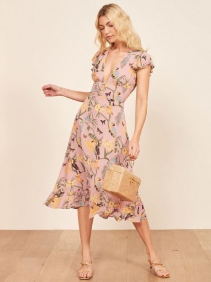 REFORMATION Riegan Dress in Conga / tropical floral rints - flipped