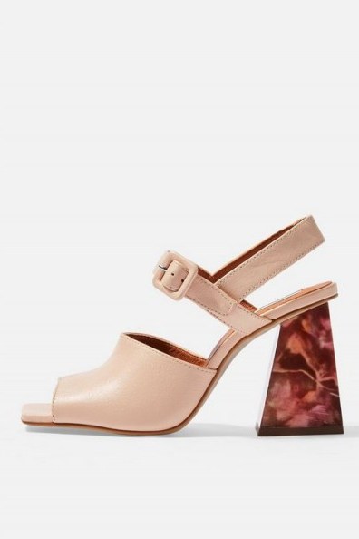 Topshop ROSE Marble Heeled Sandals in pink | chunky retro heels - flipped