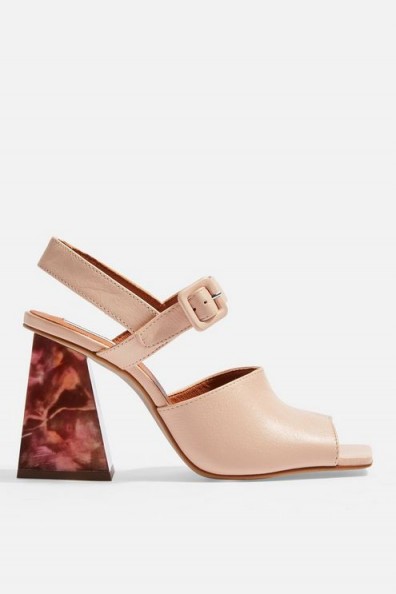 Topshop ROSE Marble Heeled Sandals in pink | chunky retro heels