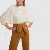 Rejina Pyo ROWAN DRAWSTRING-SLEEVE BLOUSE in Ivory | luxe balloon sleeved blouses