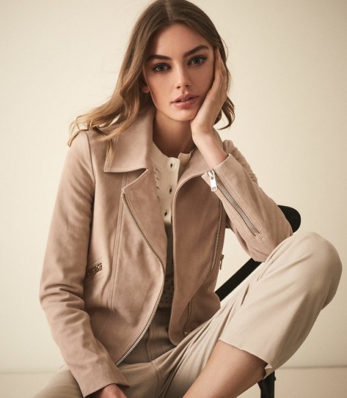 REISS SABINE SUEDE JACKET NEUTRAL ~ casual luxe