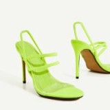 EGO Sachi Perspex Detail Heel In Neon Green Lycra ~ bright strappy heels