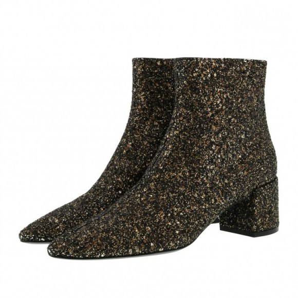 Fashionette Saint Laurent LouLou Glitter Boots Midnight | bling-a-ling! - flipped