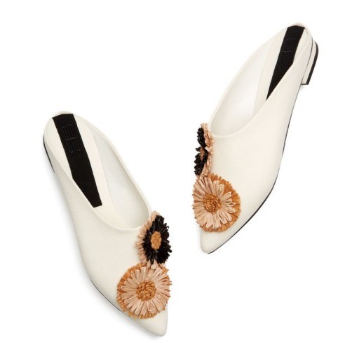 Sanayi 313 SALERNO SLIPPERS in Cream | cute floral flats - flipped