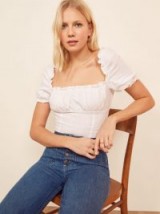 Reformation Salina Top in White | puff sleeved peasant style fashion