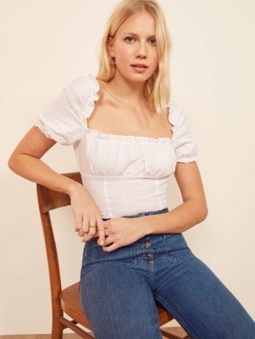 Reformation Salina Top in White | puff sleeved peasant style fashion - flipped