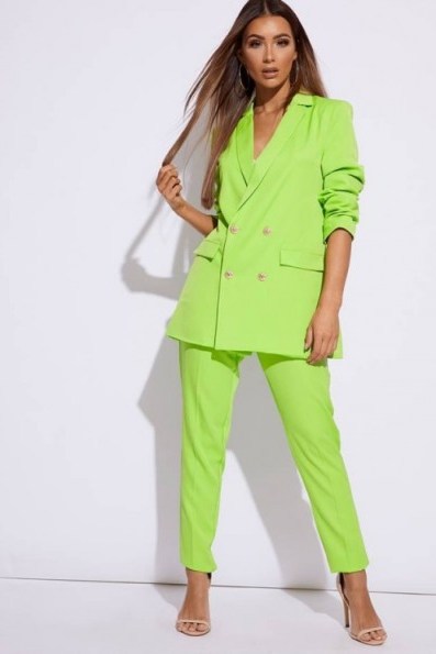 SARAH ASHCROFT LIME DOUBLE BREASTED BLAZER ~ neon green jacket - flipped