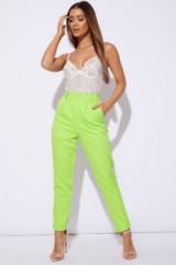 SARAH ASHCROFT LIME HIGH WAISTED TROUSERS ~ neon green suit trousers