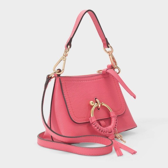 see by chloé JOAN MINI HOBO BAG IN ARDENT PINK GRAINED LEATHER – small & cute - flipped