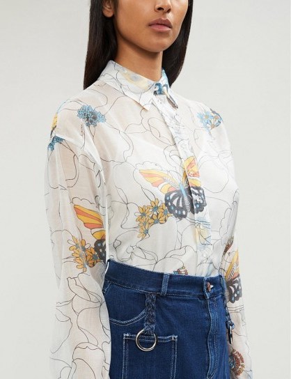 SEE BY CHLOE Butterfly-print voile shirt ~ feminine prints - flipped