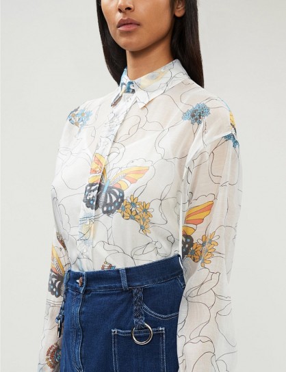 SEE BY CHLOE Butterfly-print voile shirt ~ feminine prints