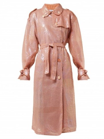 ASHISH Pink sequinned double-breasted trench coat ~ luxe outerwear - flipped
