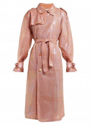 ASHISH Pink sequinned double-breasted trench coat ~ luxe outerwear