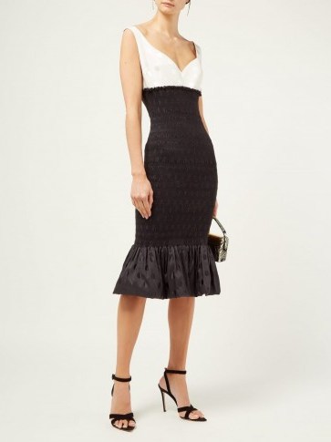 EMILIO DE LA MORENA Shirred polka-dot jacquard midi dress ~ vintage style glamour - flipped