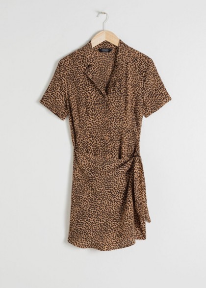 & other stories Side Tie Leopard Mini Dress