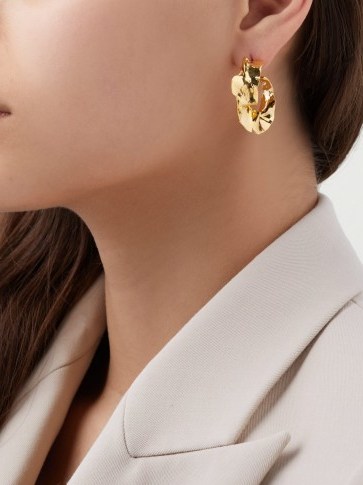 MISHO Sierra 22kt gold-plated hoop earrings ~ luxe style hammered hoops - flipped