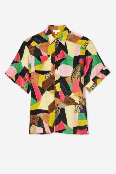 TOPSHOP Silk Patchwork Shirt by Boutique. MULTI-COLOURED SHIRTS - flipped