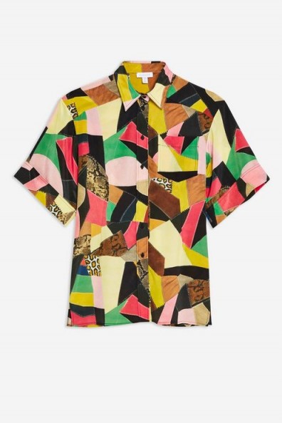 TOPSHOP Silk Patchwork Shirt by Boutique. MULTI-COLOURED SHIRTS