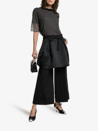 Simone Rocha Belted Peplum Waist Cropped Trousers in Black ~ stylish contemporary clothing - flipped