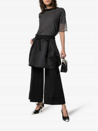 Simone Rocha Belted Peplum Waist Cropped Trousers in Black ~ stylish contemporary clothing