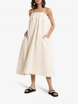 Simone Rocha Paper Floral Midi-Dress in Beige / textured fashion - flipped