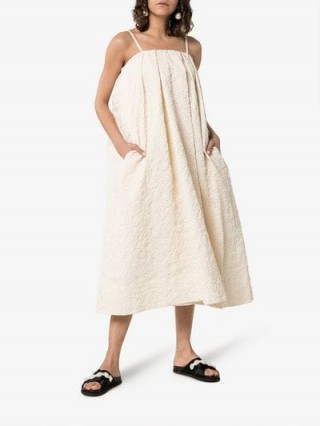 Simone Rocha Paper Floral Midi-Dress in Beige / textured fashion