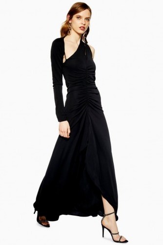 Topshop Slash Jersey Maxi Dress in black | evening glamour - flipped